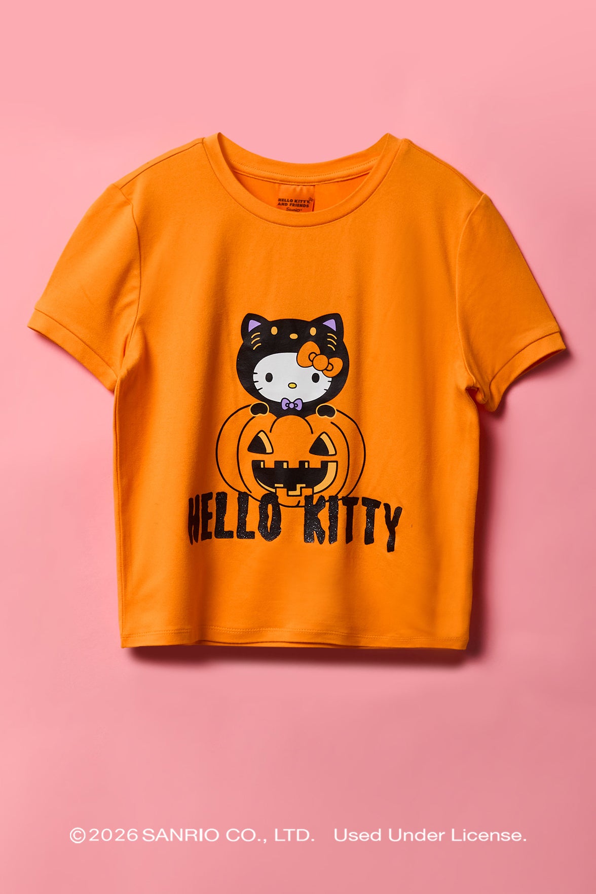 Alt View 2. Hello Kitty® Girls Halloween T-Shirt & Short Pajama Set - Orange
