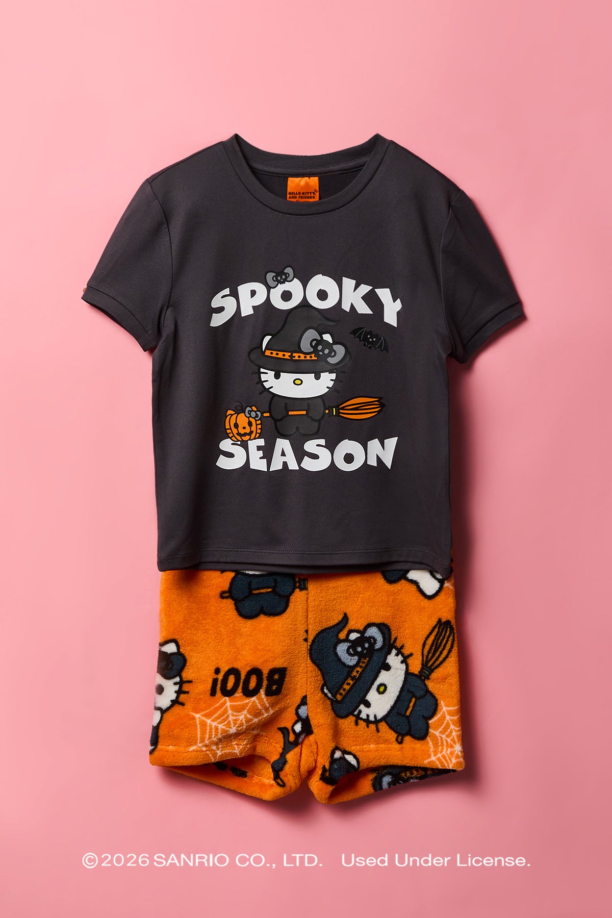 Hello Kitty® Girls Halloween T-Shirt & Short Pajama Set - Black