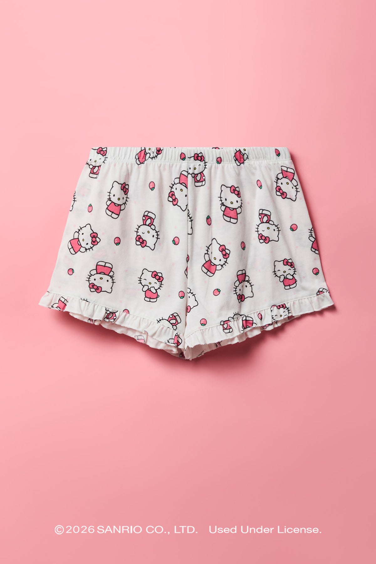 Alt View 4. Hello Kitty® Girls Button-Up Top & Short Pajama Set - White