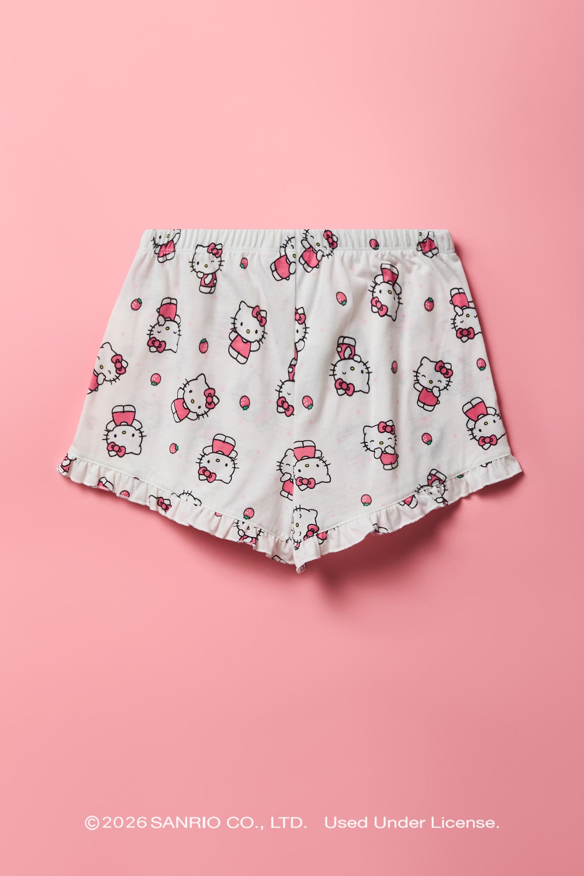 Alt View 5. Hello Kitty® Girls Button-Up Top & Short Pajama Set - White
