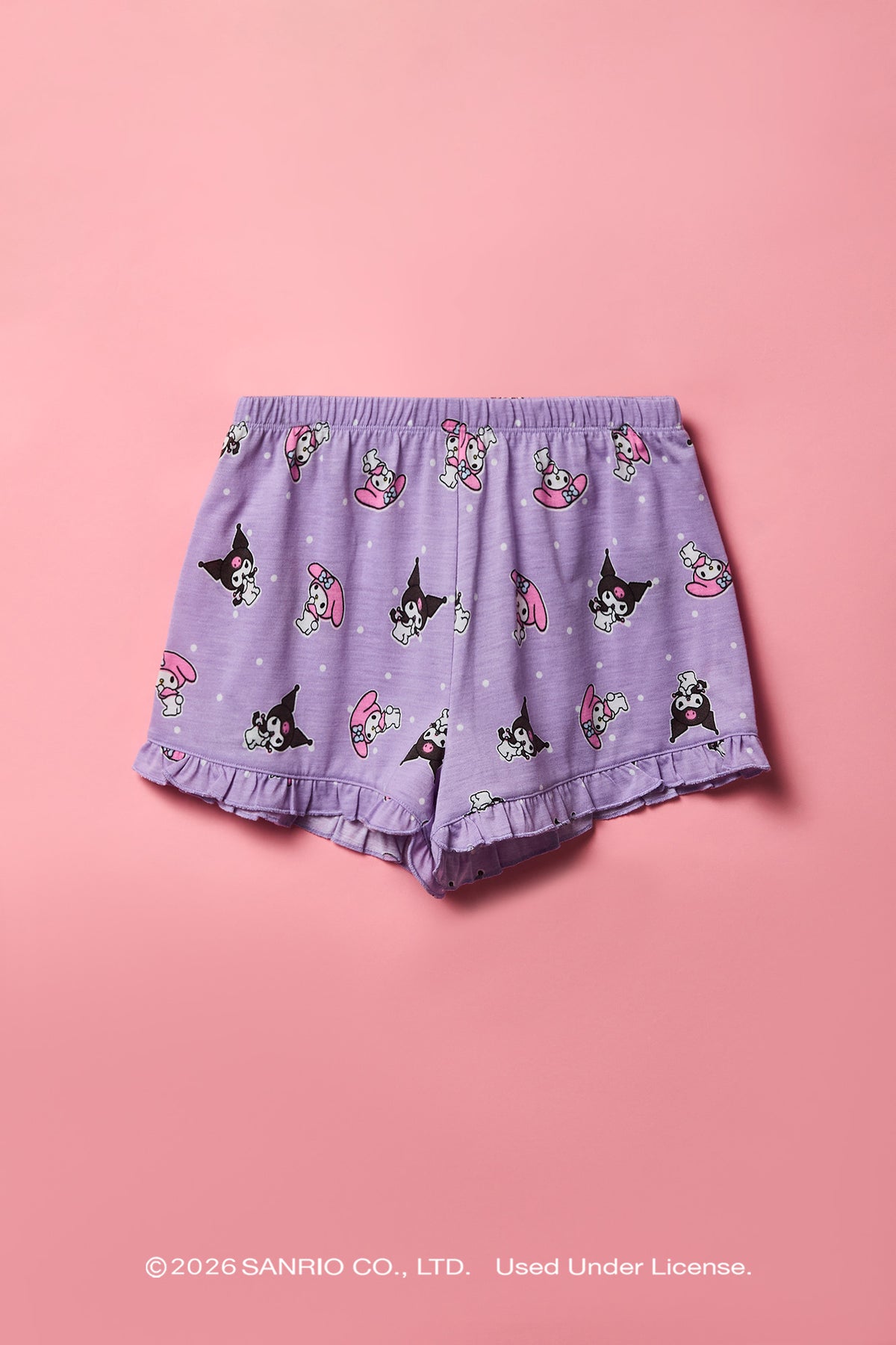 Vue alternative 4. Ensemble pyjama avec haut boutonné à imprimé Kuromi™ & My Melody™ et short pour fille