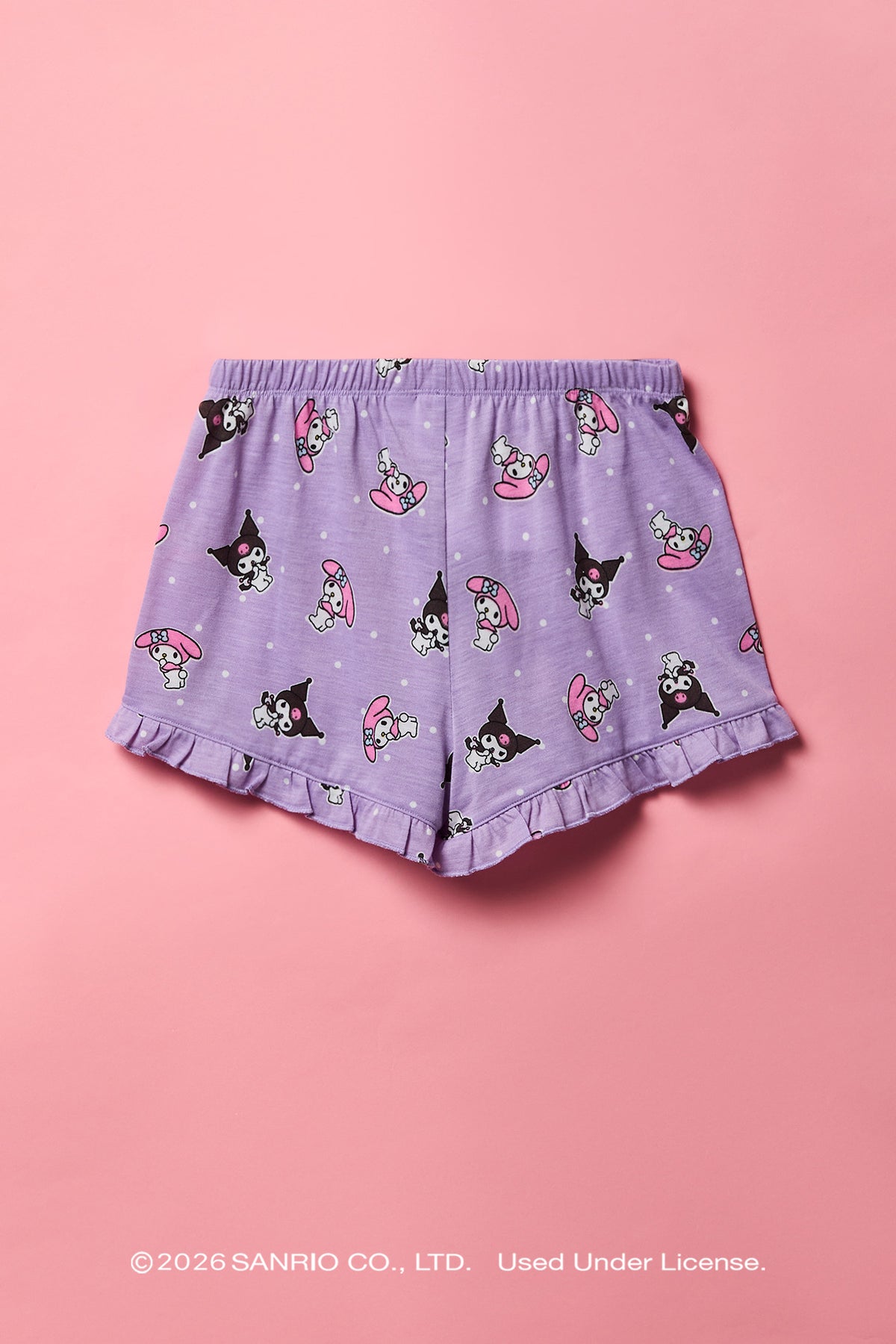 Vue alternative 5. Ensemble pyjama avec haut boutonné à imprimé Kuromi™ & My Melody™ et short pour fille