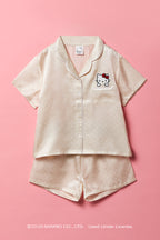 Hello Kitty® Girls Embroidered Button-Up Top & Short Pajama Set