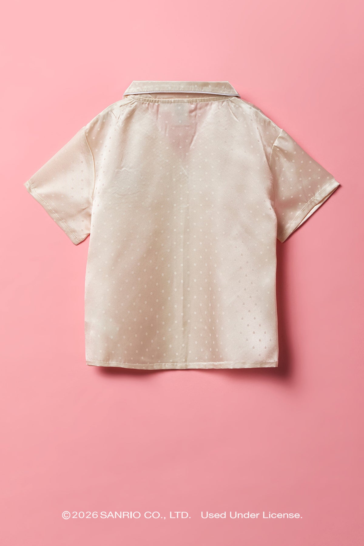 Alt View 3. Hello Kitty® Girls Embroidered Button-Up Top & Short Pajama Set - White