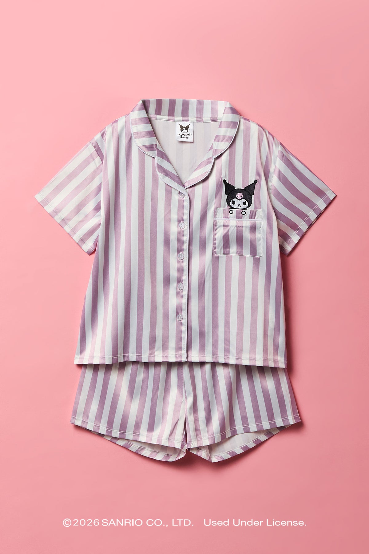 Ensemble pyjama avec haut boutonné à motif brodé Kuromi™ pour fille