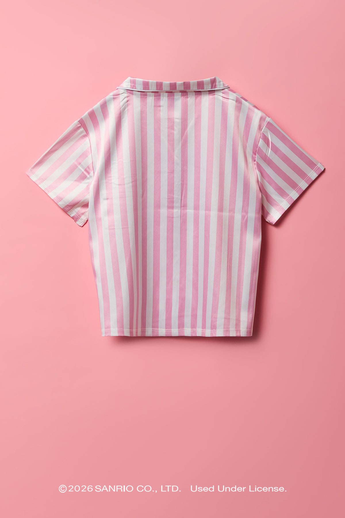 Alt View 3. Hello Kitty® Girls Embroidered Button-Up Top & Short Pajama Set - Pink