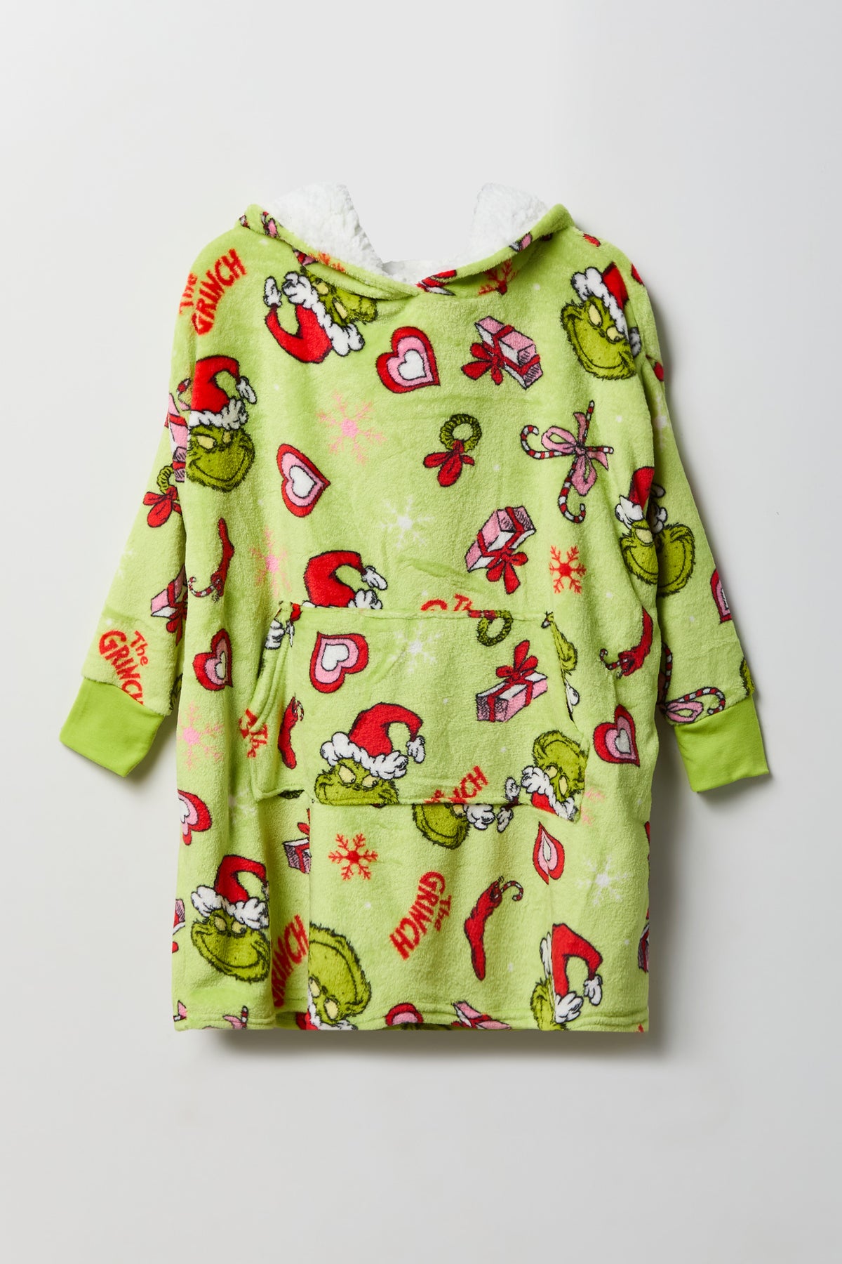 Couverture surdimensionnée à capuchon avec imprimé The Grinch pour fille