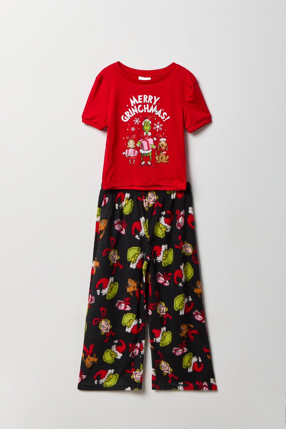 Girls The Grinch T-Shirt & Pant Pajama Set - Black