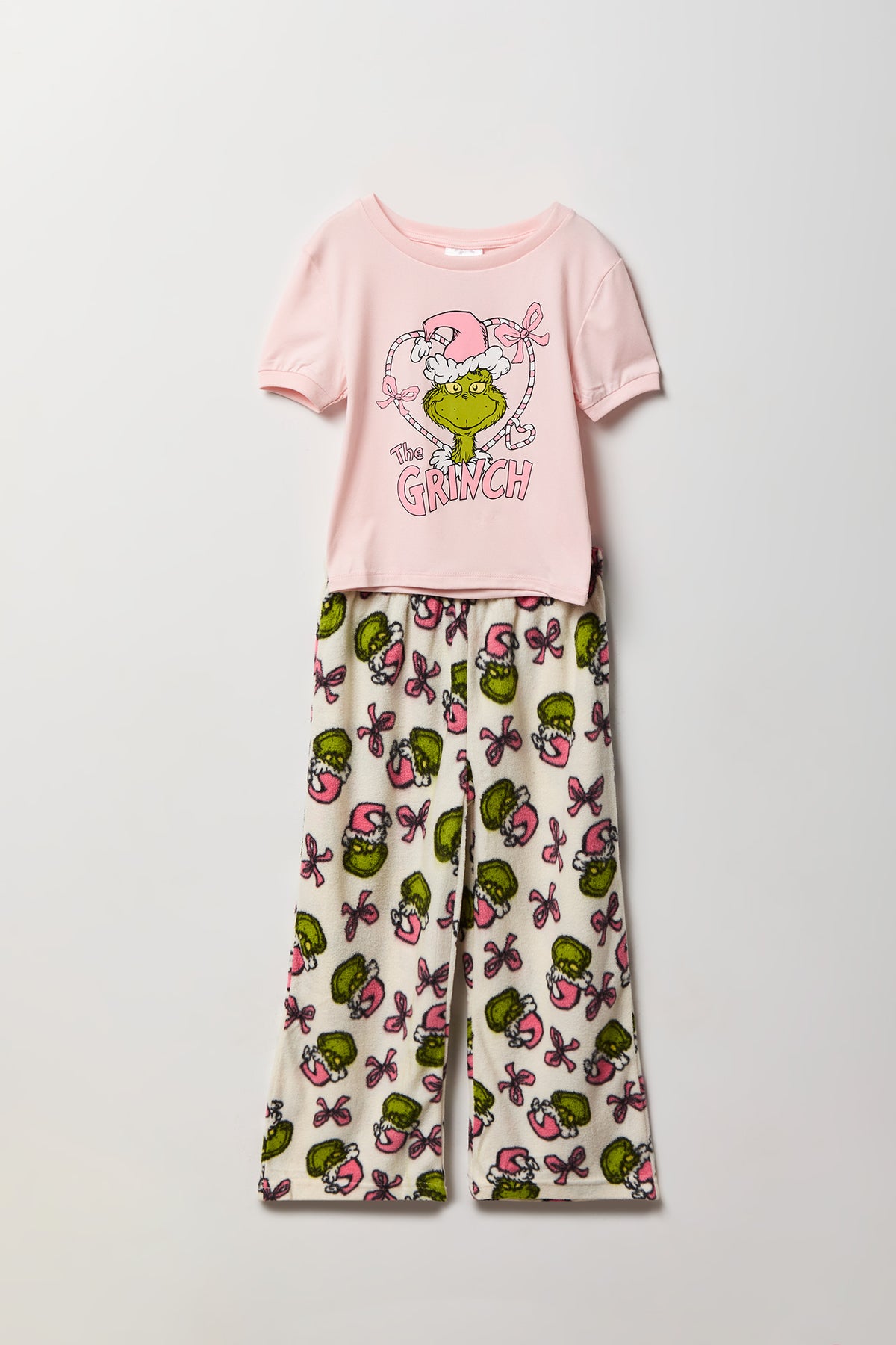 Girls The Grinch T-Shirt & Pant Pajama Set - Ivory