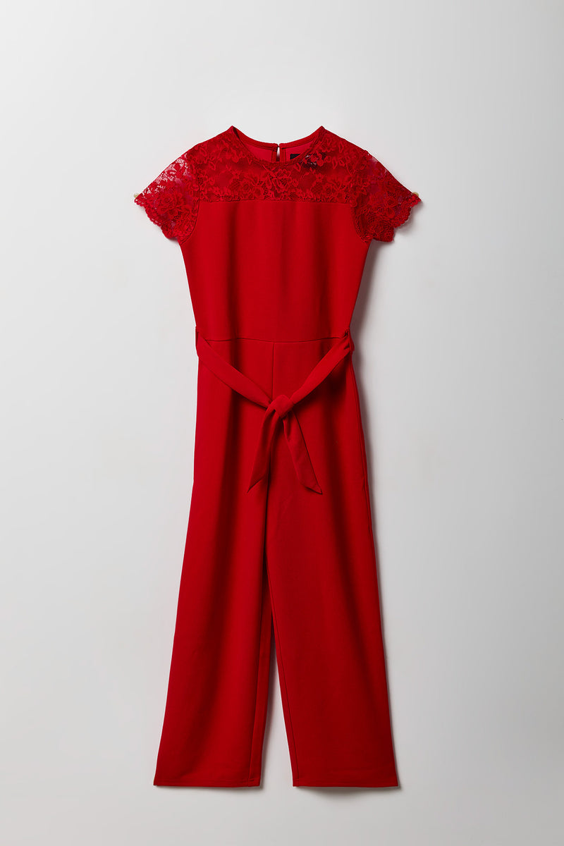 Girls Crepe Lace Jumpsuit