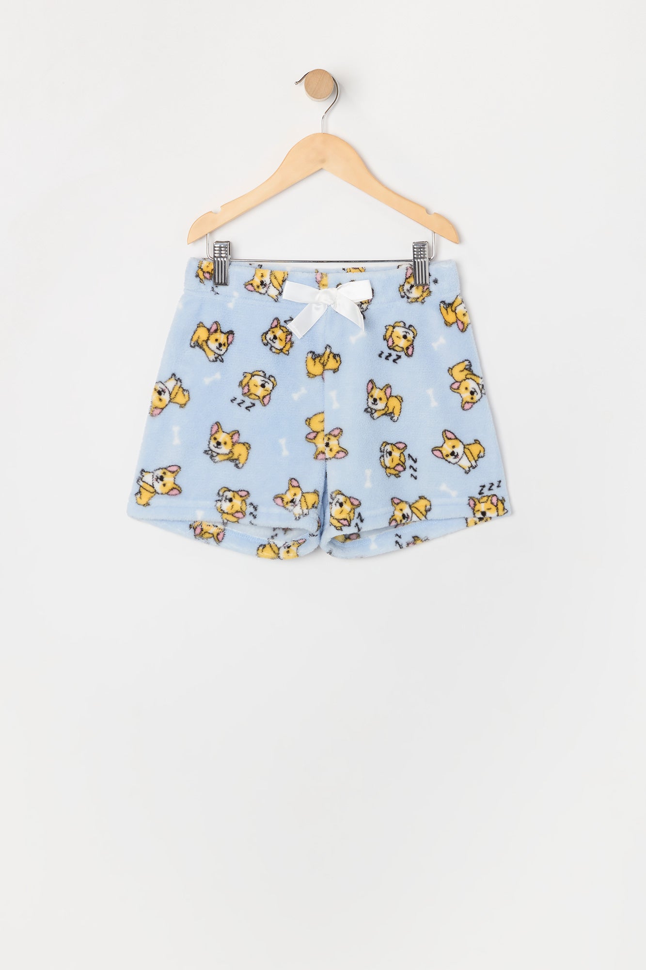 Ensemble pyjama avec t-shirt et short en peluche à imprimé Corgi pour fille