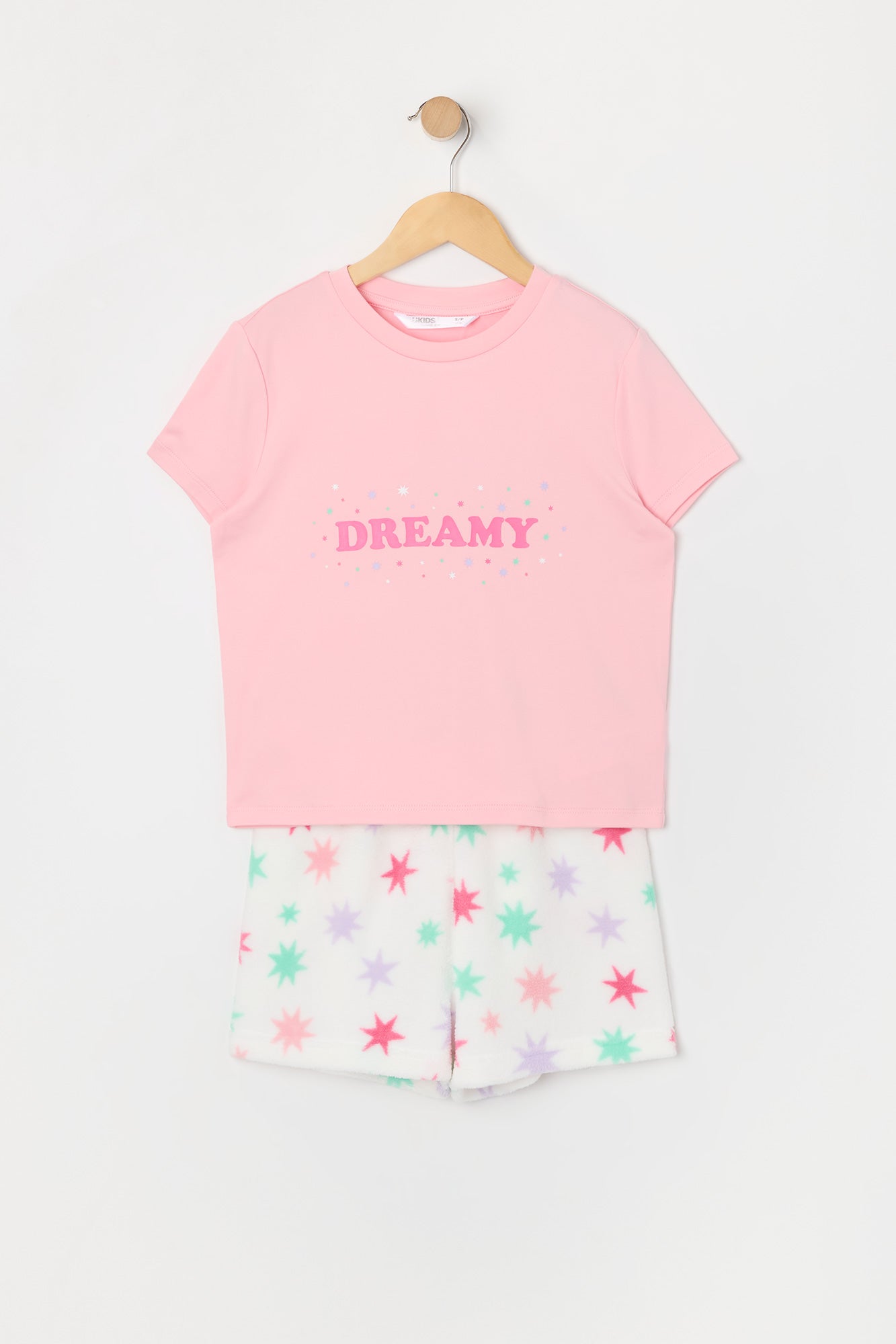 Ensemble pyjama avec t-shirt et short en peluche à imprimé Dreamy pour fille