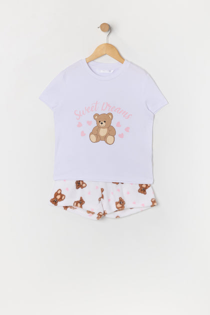 Ensemble pyjama avec t-shirt et short à imprimé Sweet Dreams pour fille