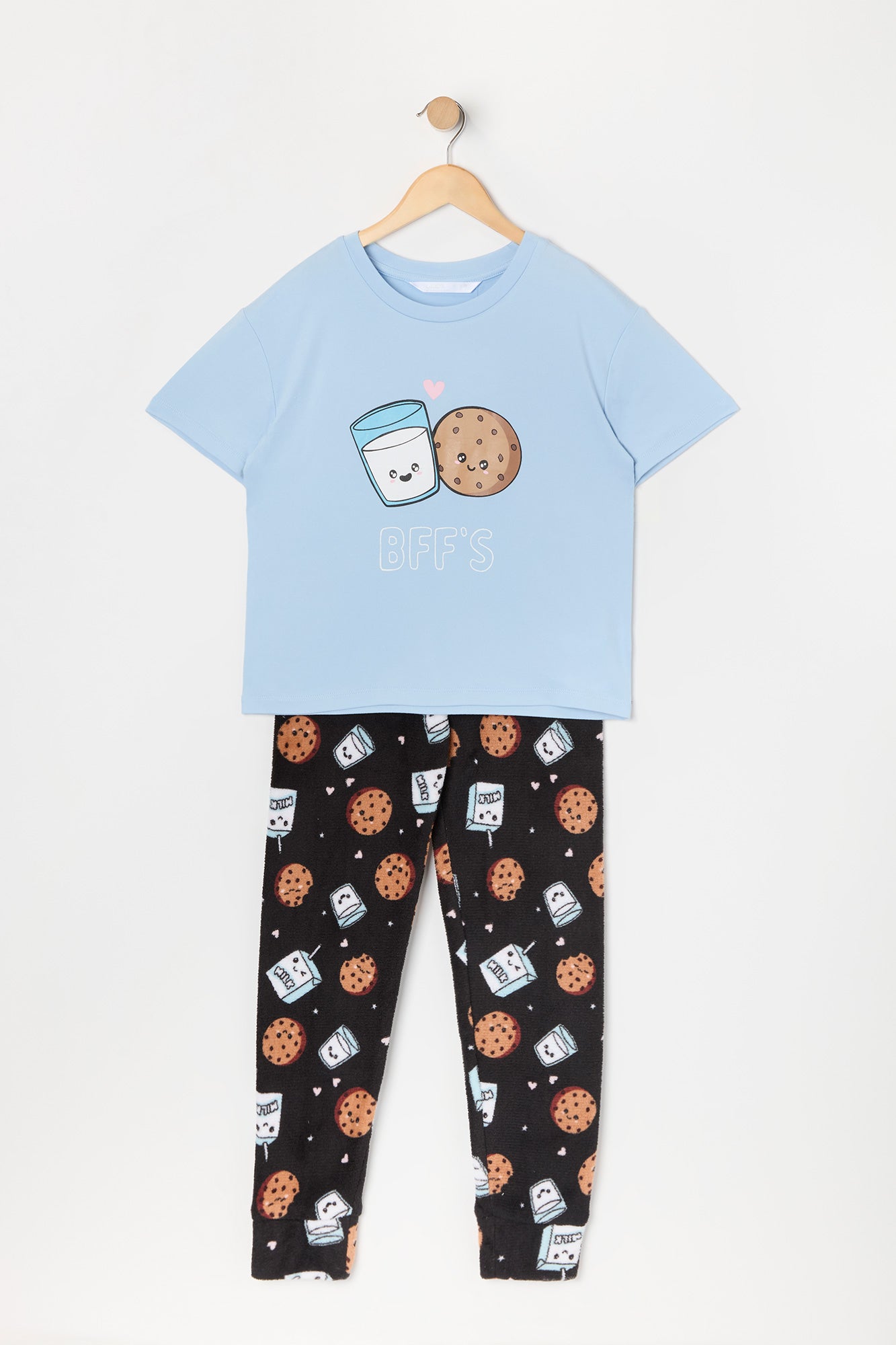 Ensemble pyjama avec t-shirt et pantalon à imprimé Milk n Cookies pour fille