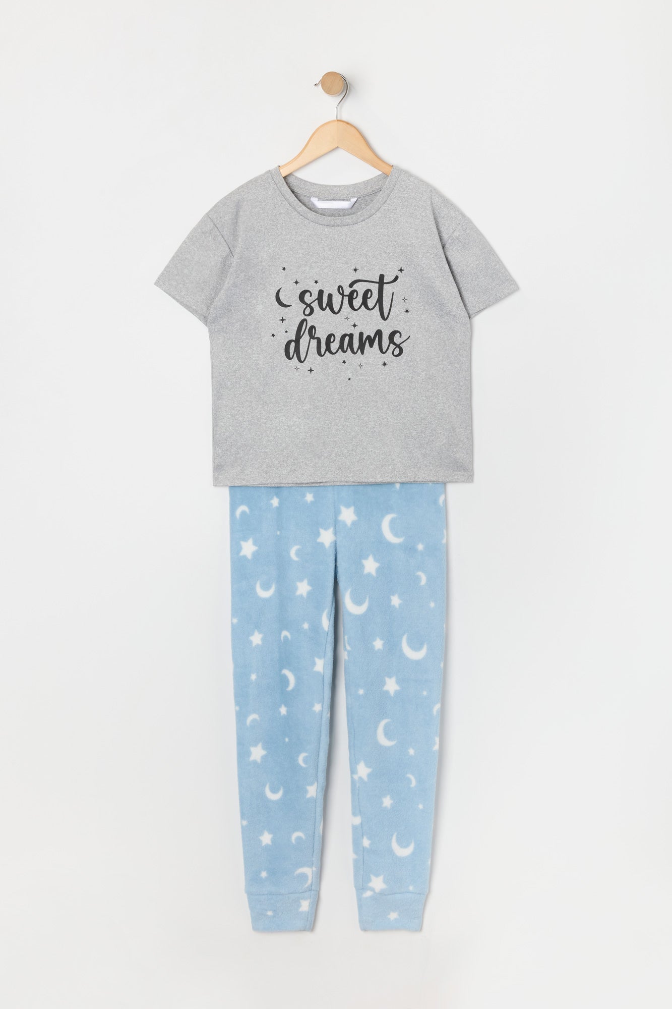 Girls Sweet Dreams Graphic T-Shirt and Plush Pant 2 Piece Pajama Set