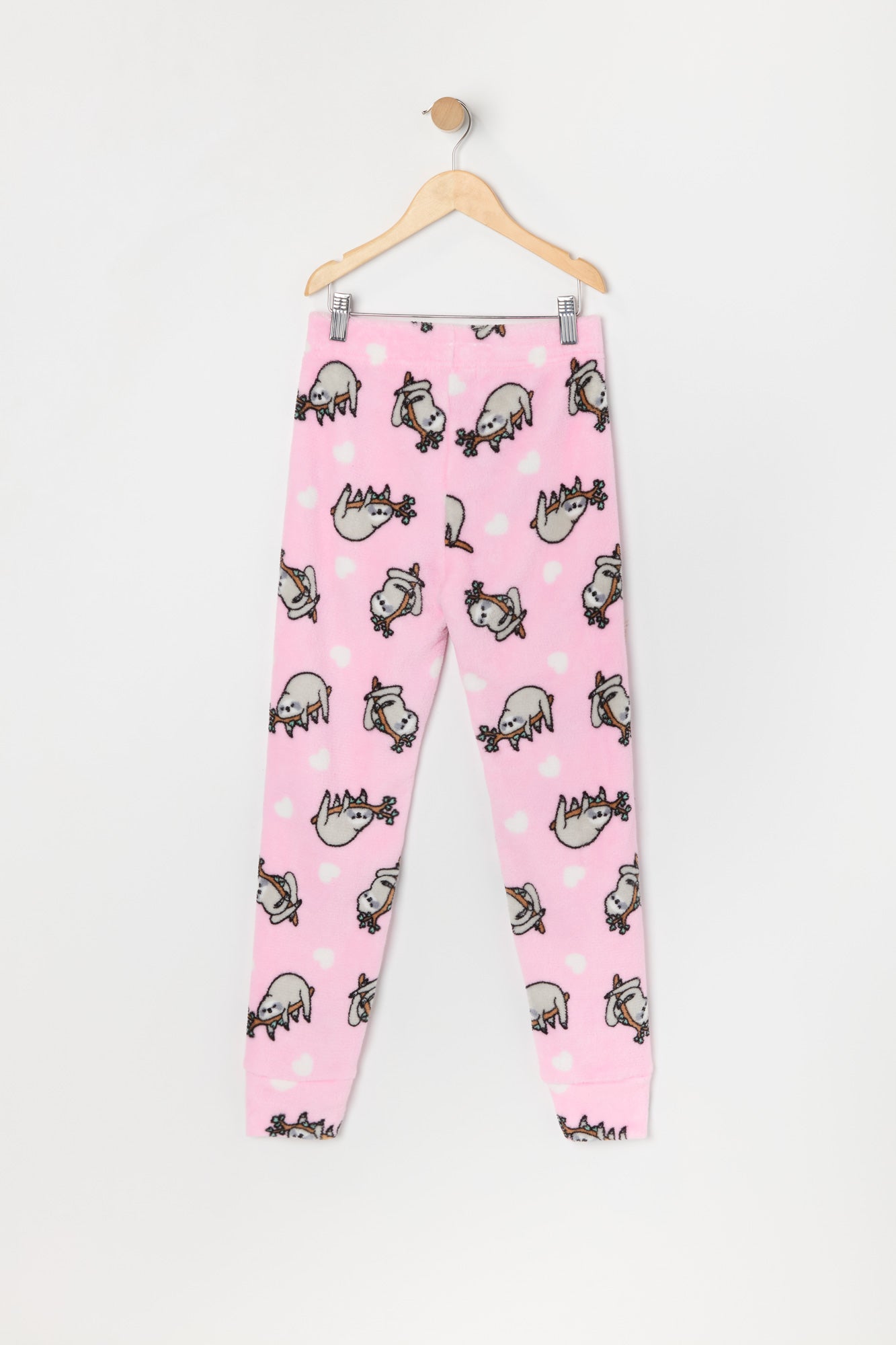 Ensemble pyjama avec t-shirt et pantalon en peluche à imprimé Paresseux pour fille