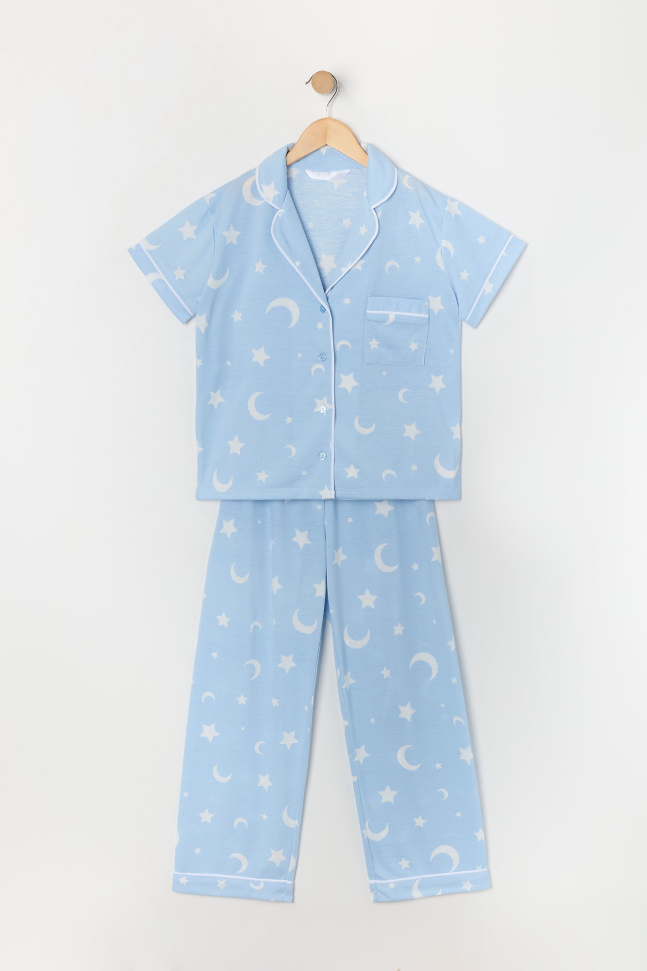 Ensemble pyjama avec haut boutonné et pantalon imprimé pour fille