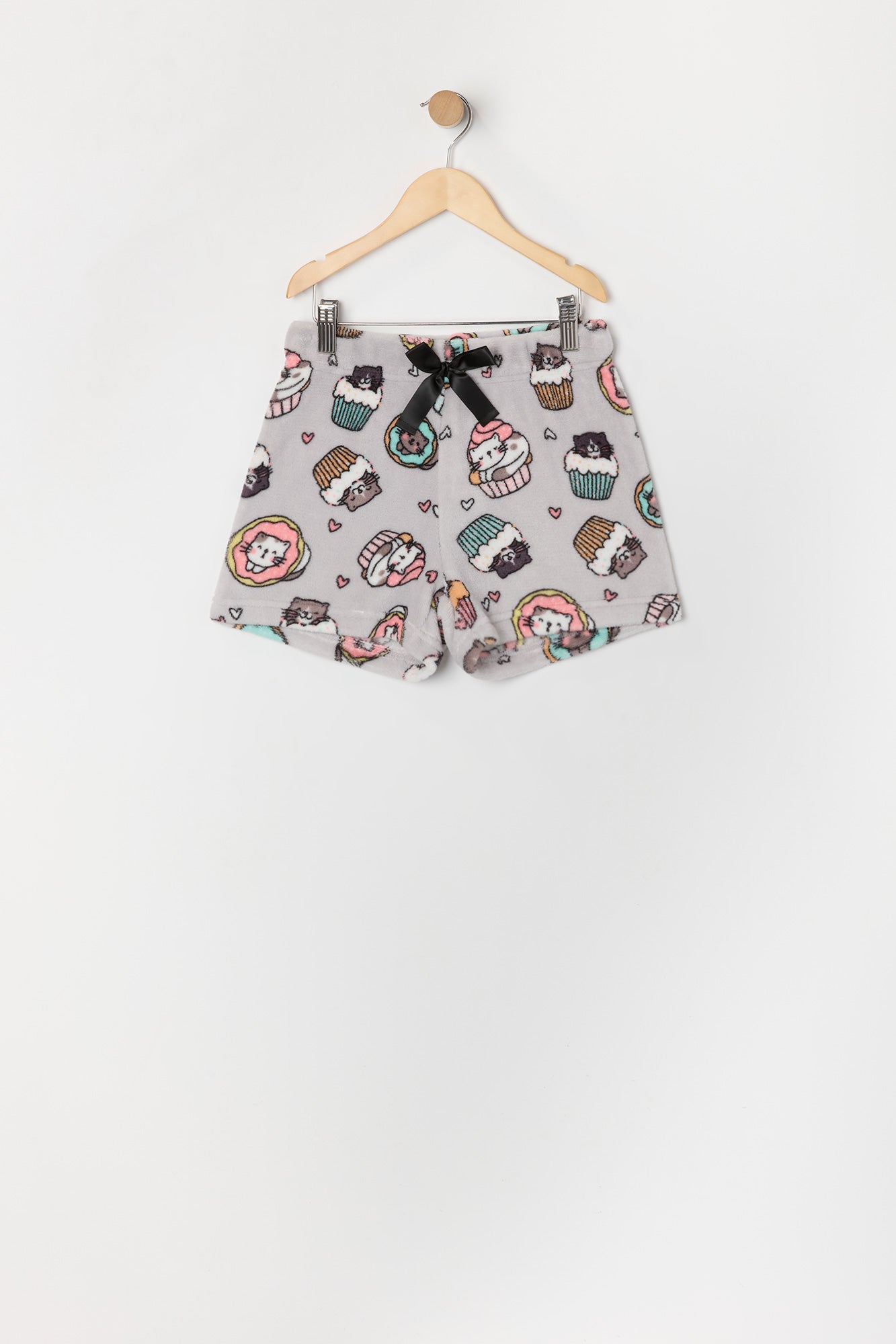 Ensemble pyjama avec t-shirt Ã  imprimÃ© Cupcake Kitty et short en peluche pour fille