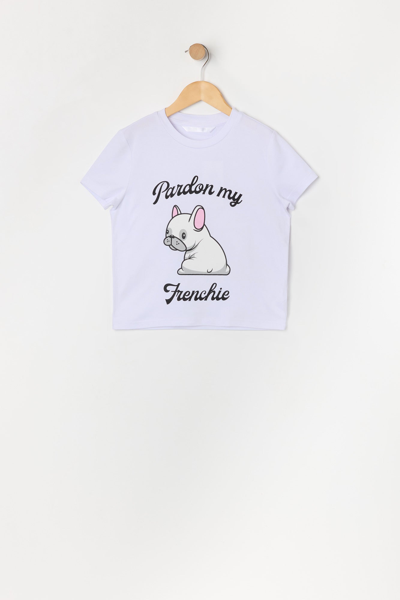 Ensemble pyjama avec t-shirt à imprimé Frenchie et short en peluche pour fille