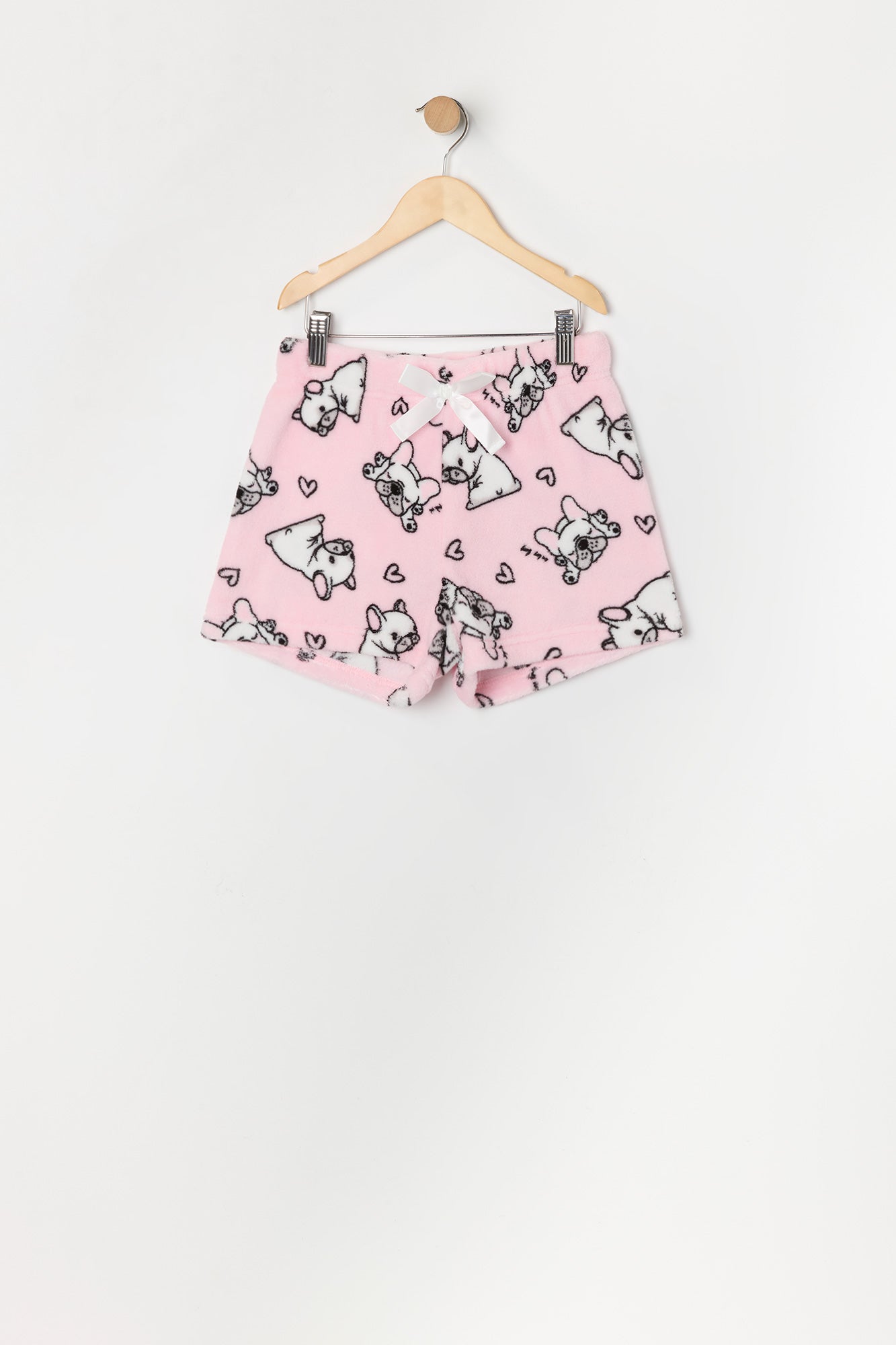 Ensemble pyjama avec t-shirt à imprimé Frenchie et short en peluche pour fille