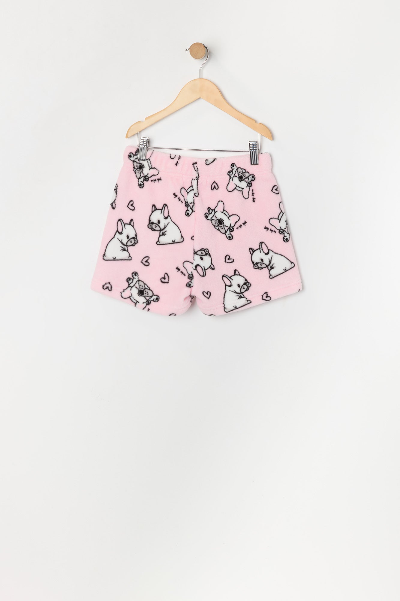 Ensemble pyjama avec t-shirt à imprimé Frenchie et short en peluche pour fille