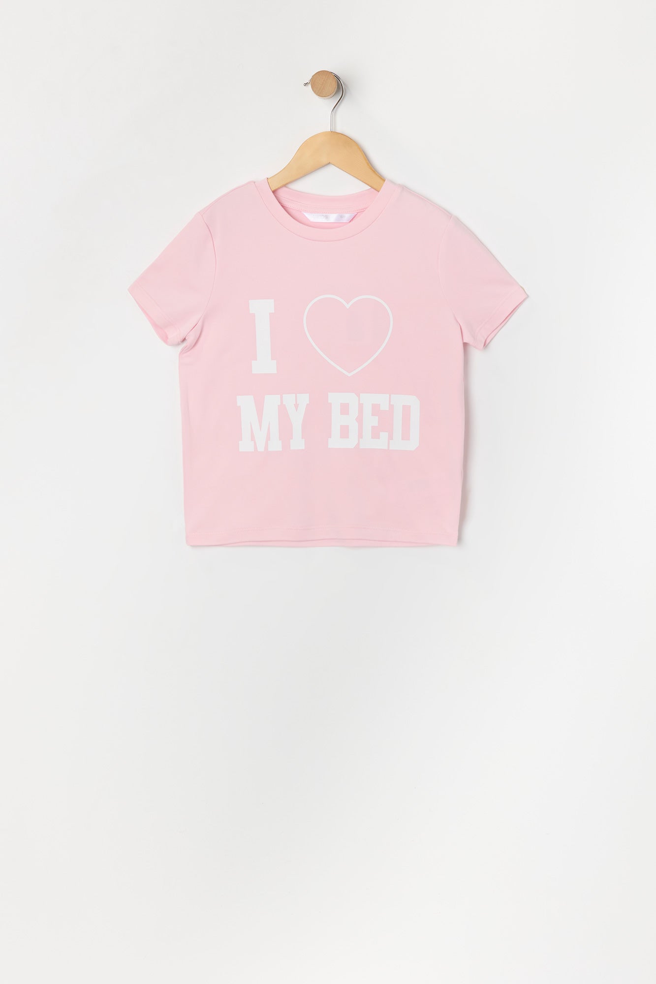 Girls Love My Bed Graphic T-Shirt and Plush Short 2 Piece Pajama Set