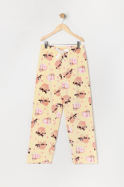 Pantalon de pyjama en peluche imprimé pour fille