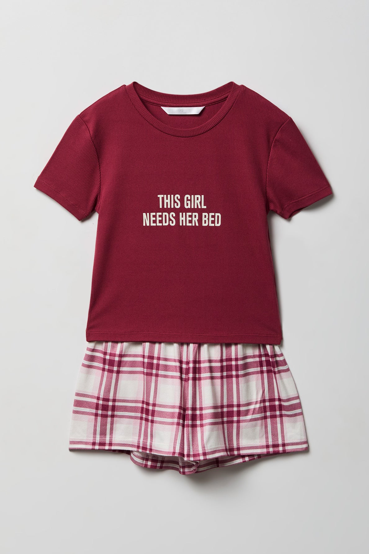 Ensemble pyjama avec t-shirt imprimé et short en flanelle pour fille
