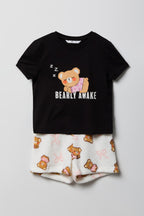 Girls Graphic T-Shirt & Plush Short Pajama Set