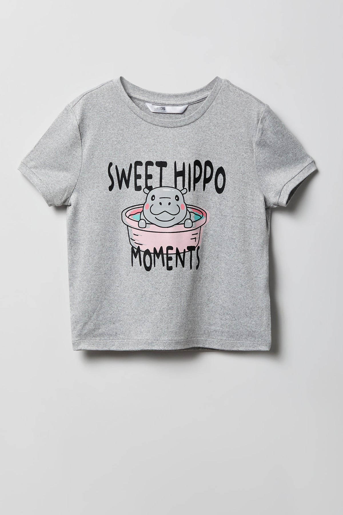 Alt View 2. Girls Graphic T-Shirt & Plush Short Pajama Set - Heather Grey