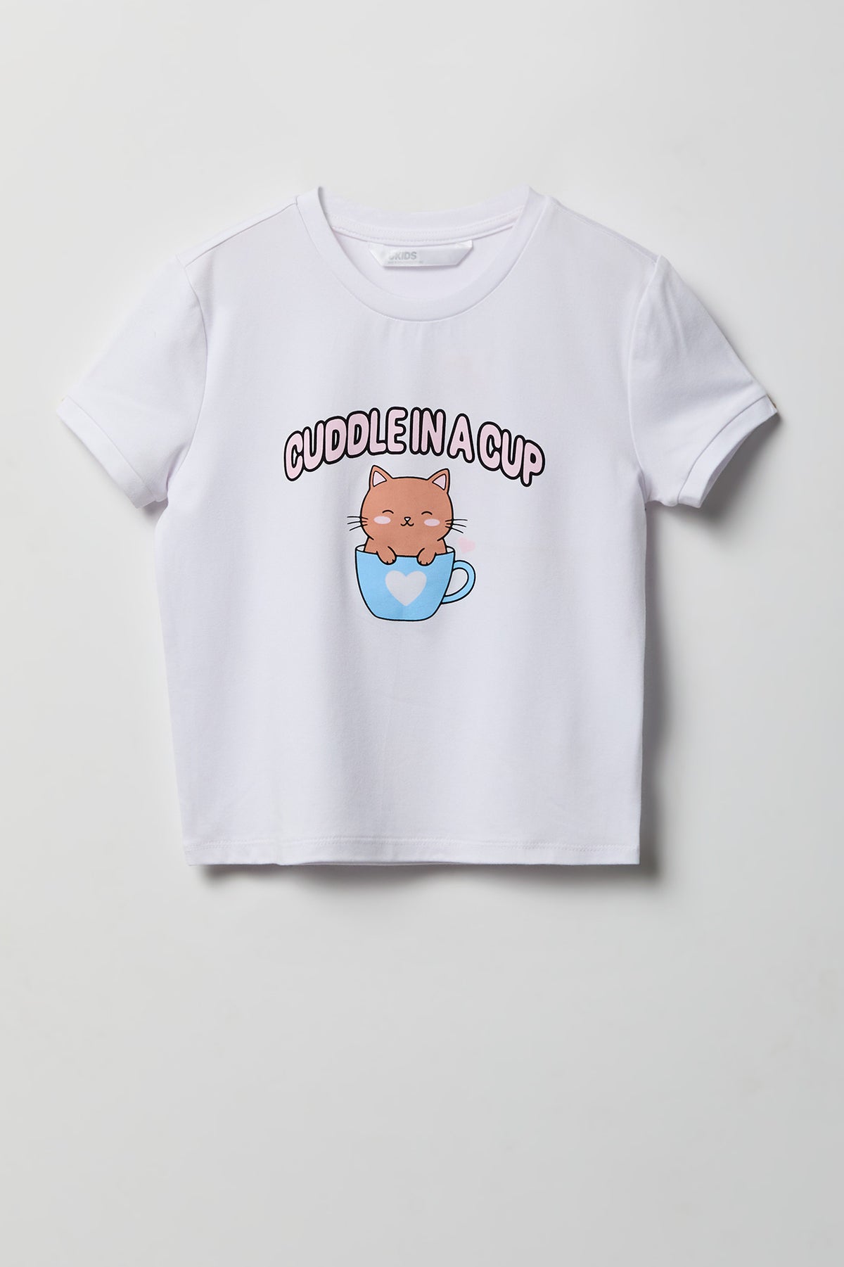 Alt View 2. Girls Graphic T-Shirt & Plush Short Pajama Set - White