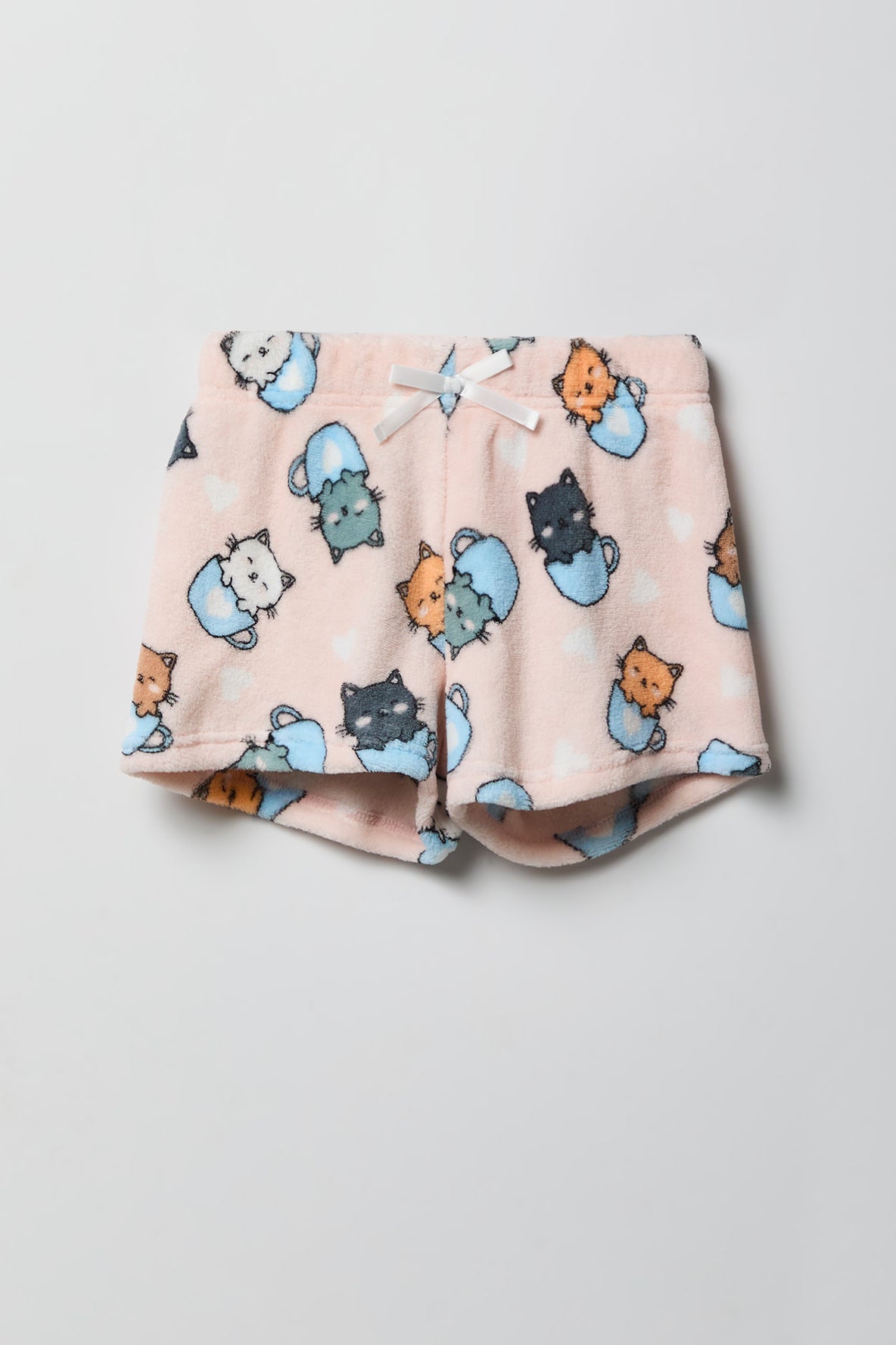 Alt View 4. Girls Graphic T-Shirt & Plush Short Pajama Set - White
