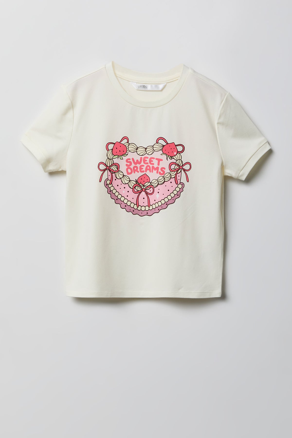 Alt View 2. Girls Graphic T-Shirt & Plush Short Pajama Set - Yellow