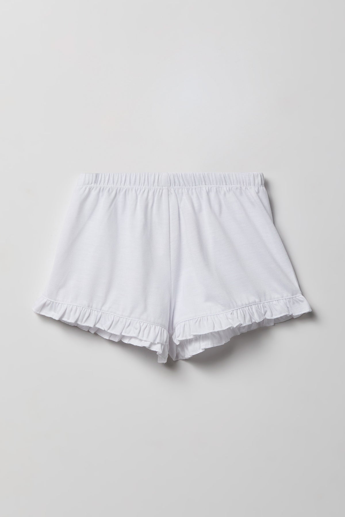 Alt View 4. Girls Ruffle Button-Up Top & Short Pajama Set - White