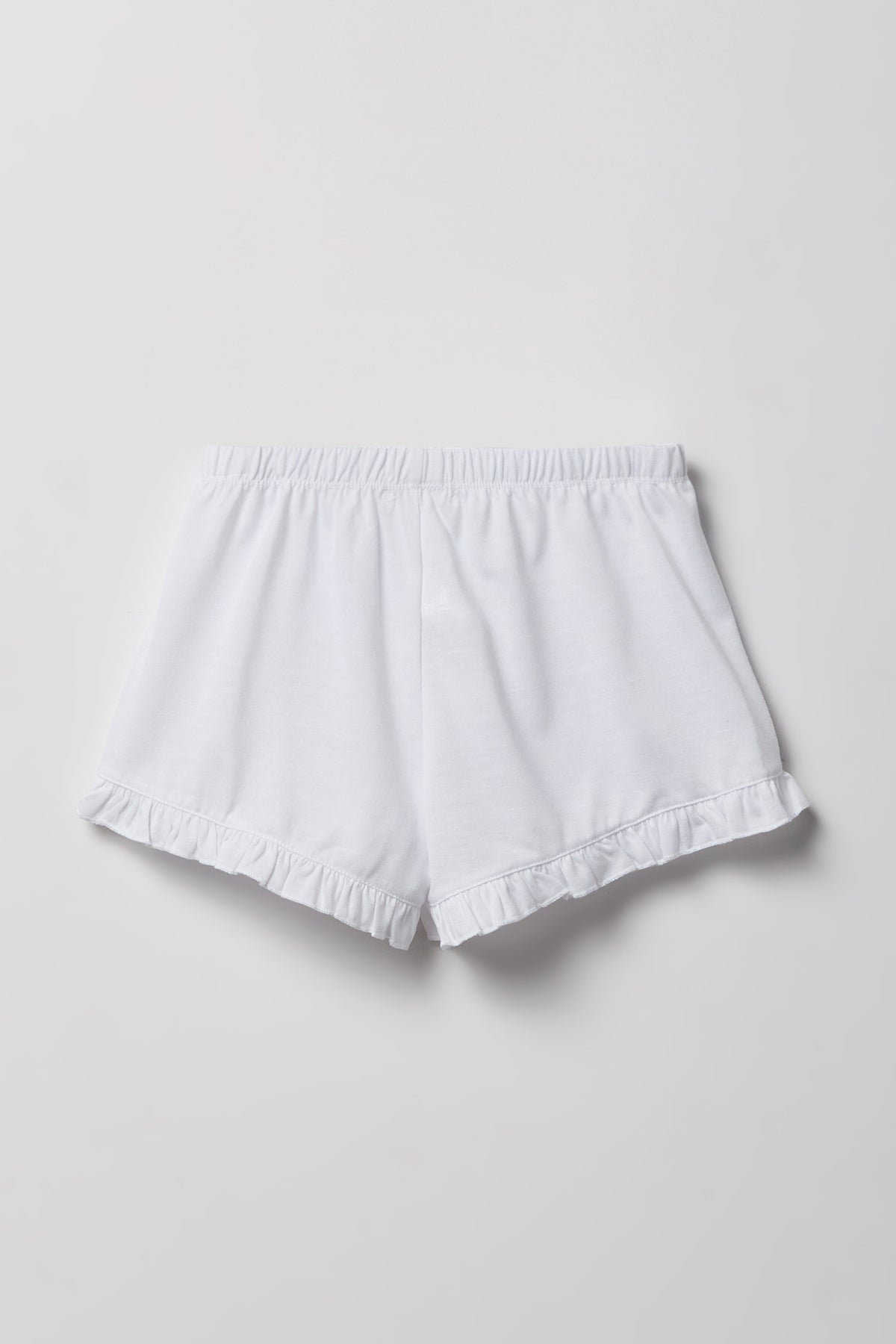 Alt View 5. Girls Ruffle Button-Up Top & Short Pajama Set - White