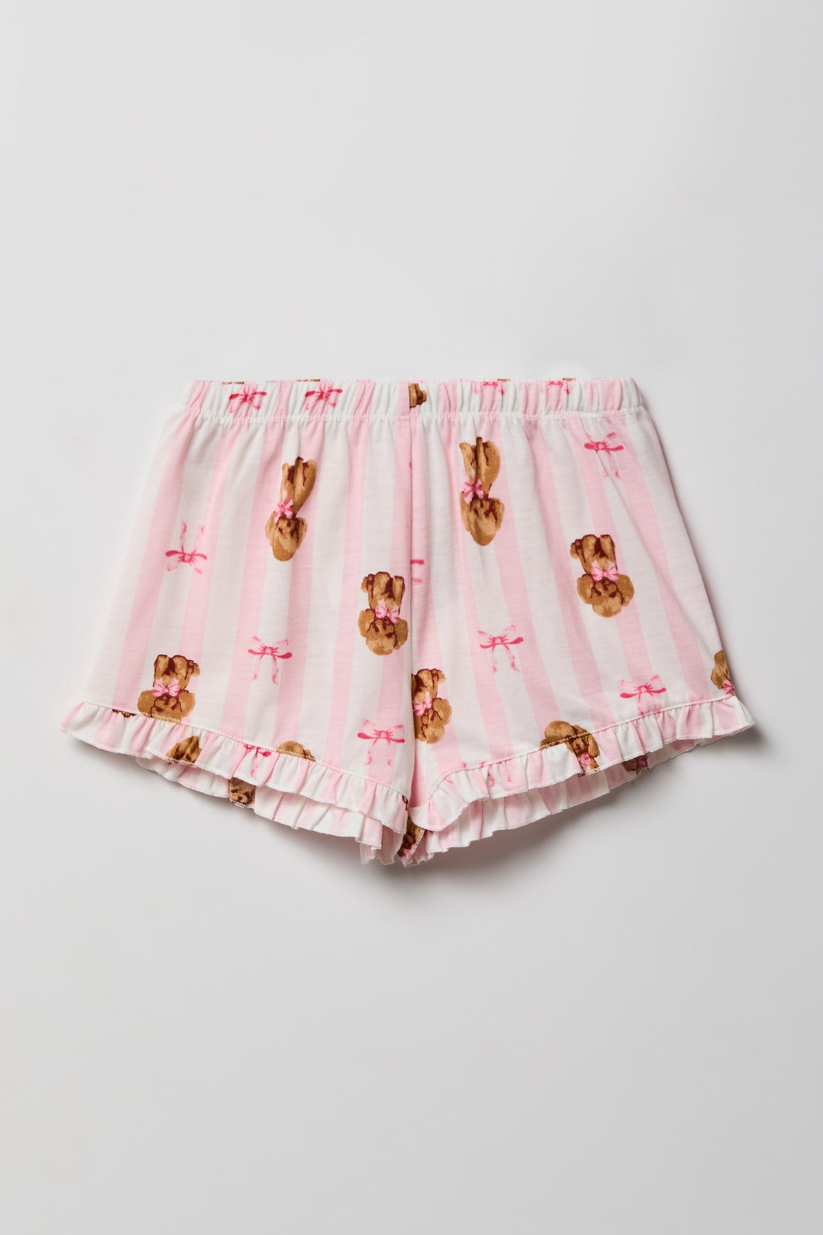 Alt View 4. Girls Ruffle Button-Up Top & Short Pajama Set - Ivory