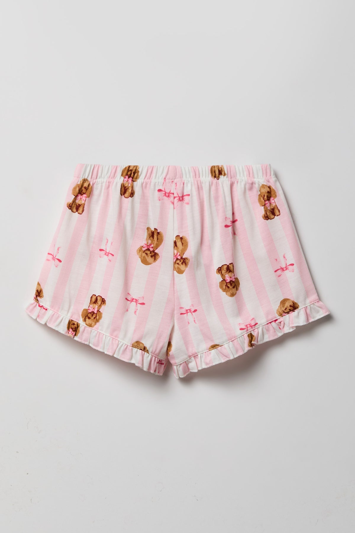 Alt View 5. Girls Ruffle Button-Up Top & Short Pajama Set - Ivory