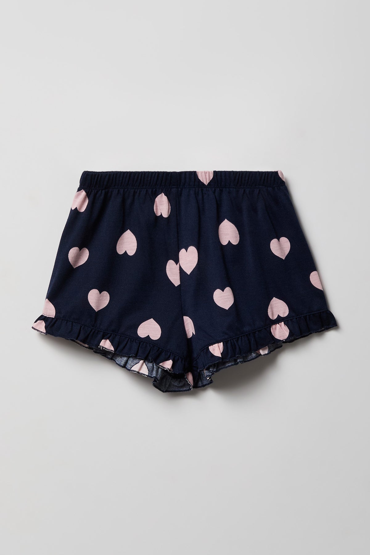 Alt View 4. Girls Ruffle Button-Up Top & Short Pajama Set - Navy