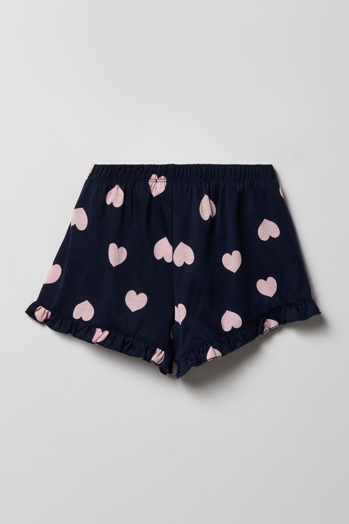 Alt View 5. Girls Ruffle Button-Up Top & Short Pajama Set - Navy