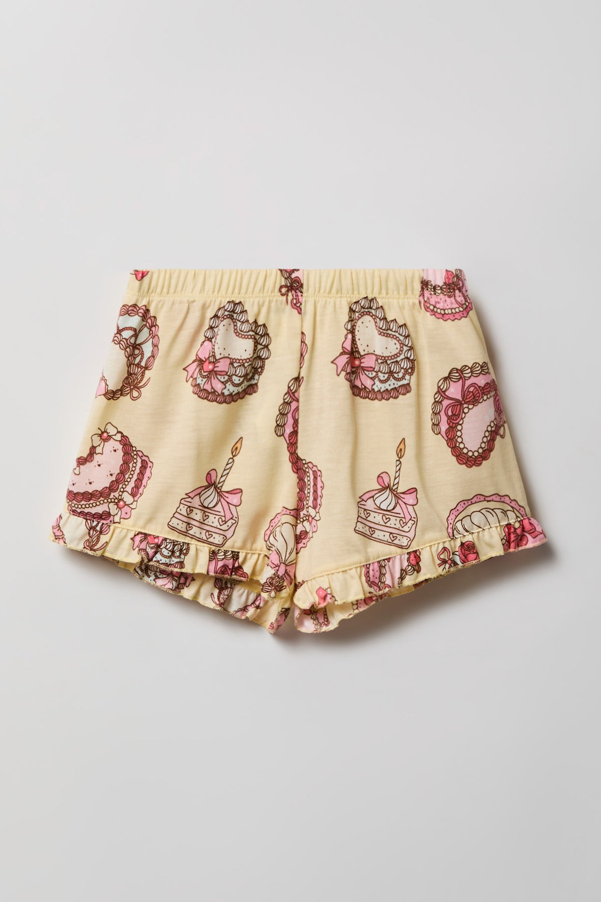 Alt View 4. Girls Ruffle Button-Up Top & Short Pajama Set - Yellow