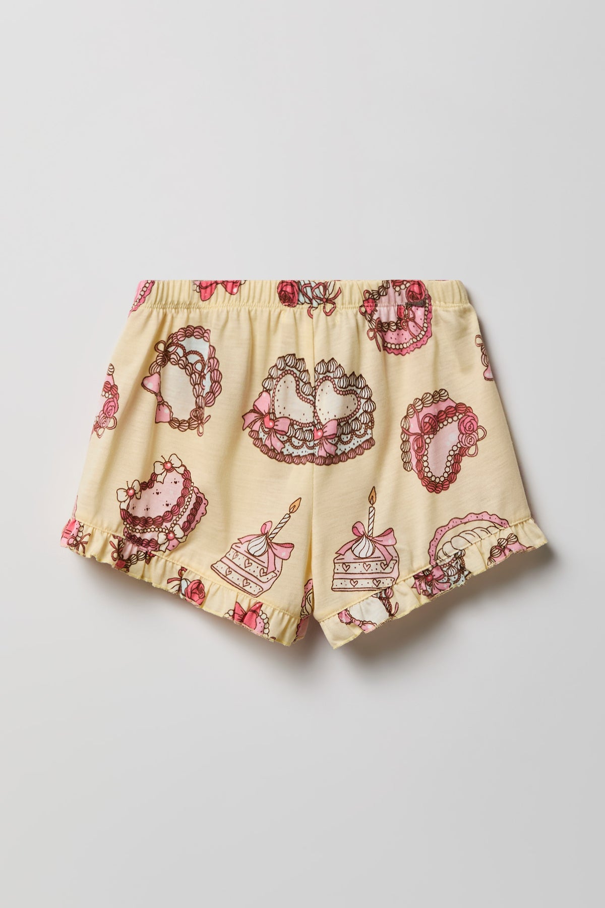 Alt View 5. Girls Ruffle Button-Up Top & Short Pajama Set - Yellow