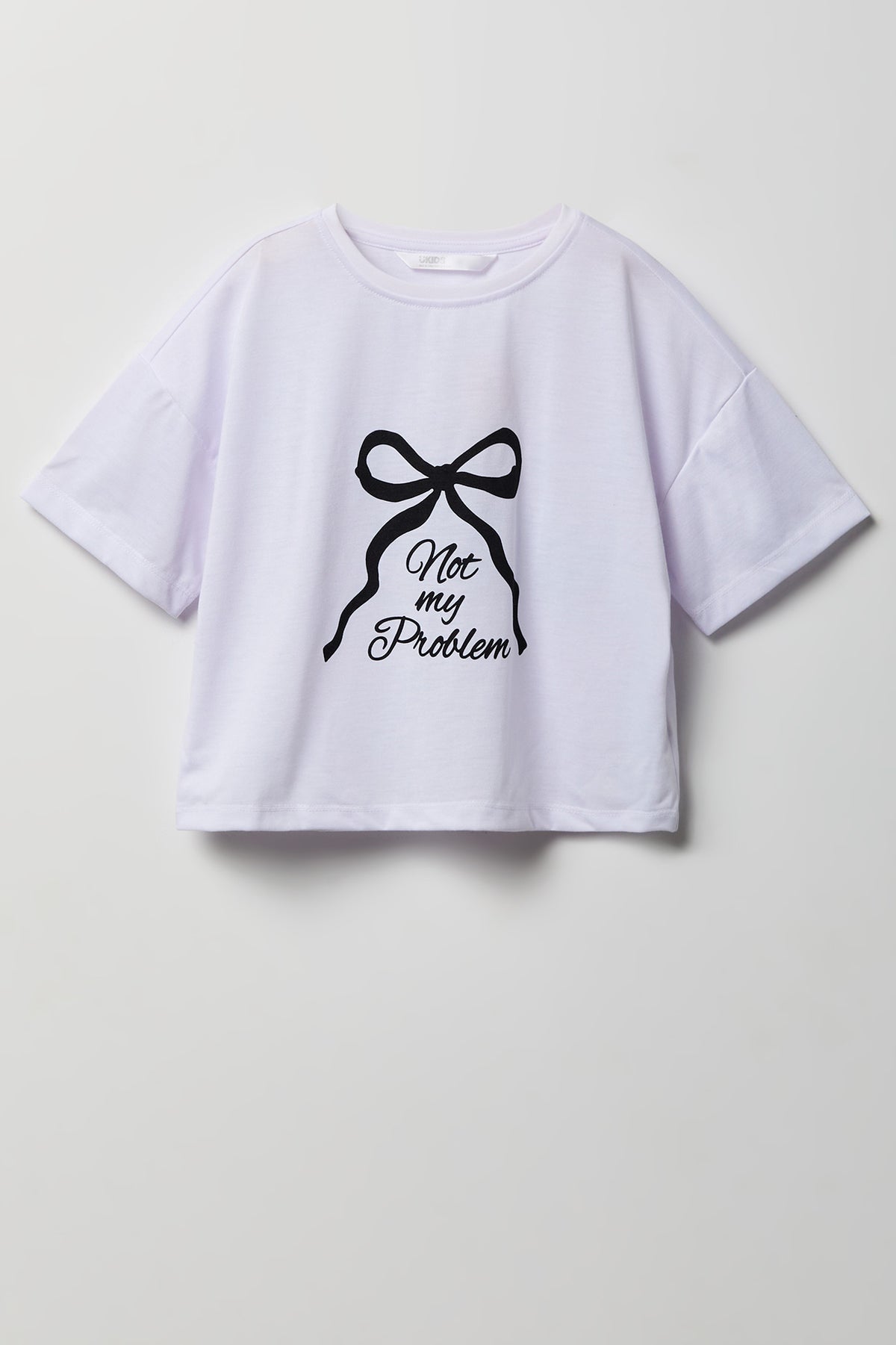 Alt View 2. Girls Boxy T-Shirt & Short Pajama Set - White