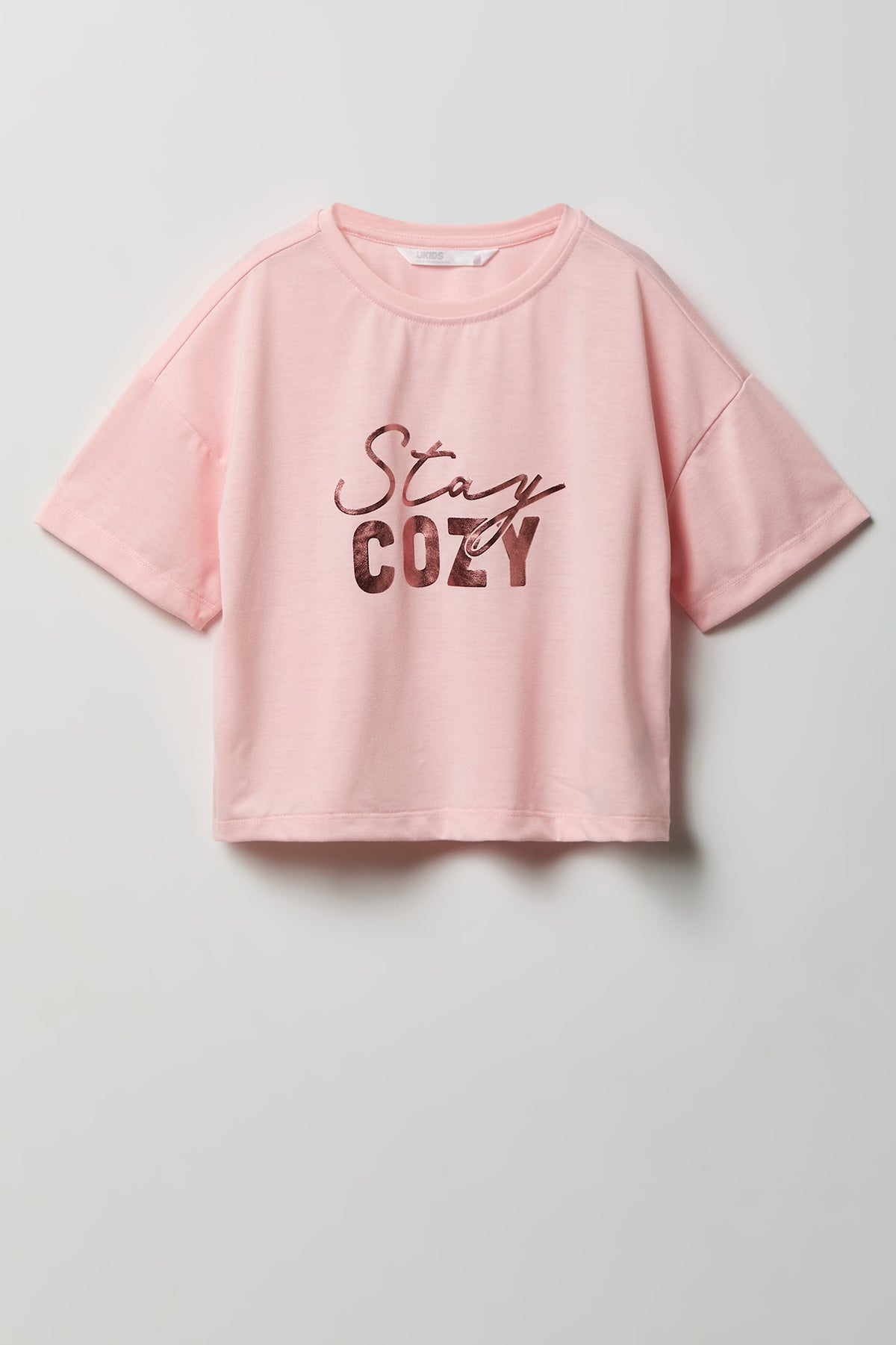 Alt View 2. Girls Boxy T-Shirt & Short Pajama Set - Pink