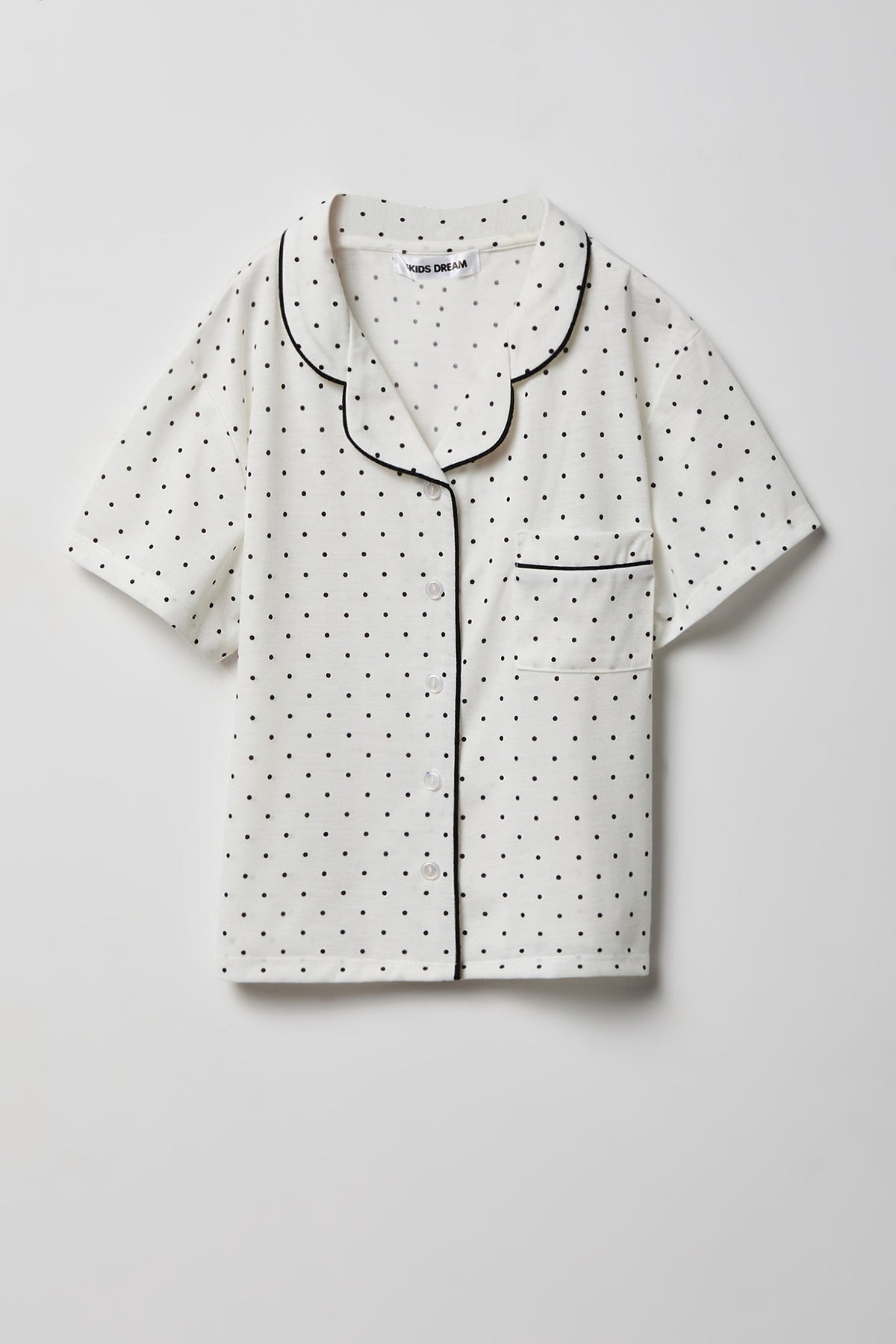 Alt View 2. Girls Button-Up Top & Short Pajama Set - White