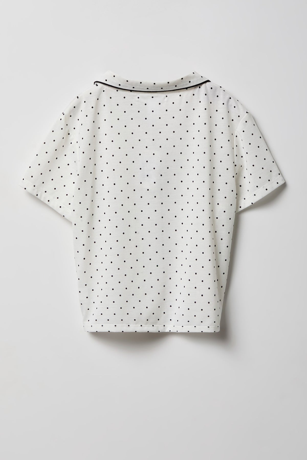 Alt View 3. Girls Button-Up Top & Short Pajama Set - White