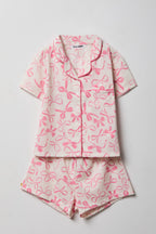 Girls Button-Up Top & Short Pajama Set