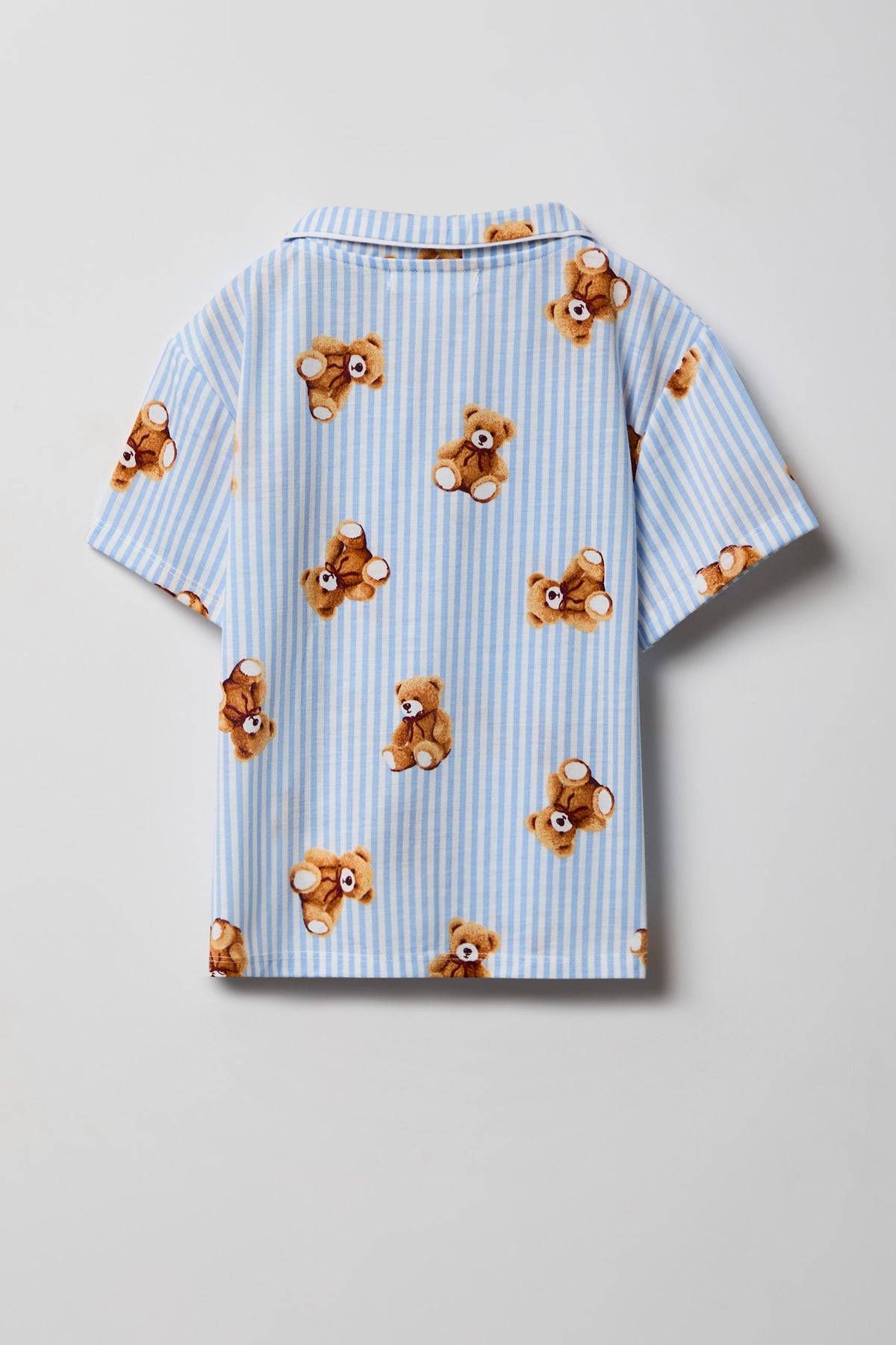 Alt View 3. Girls Button-Up Top & Short Pajama Set - Blue