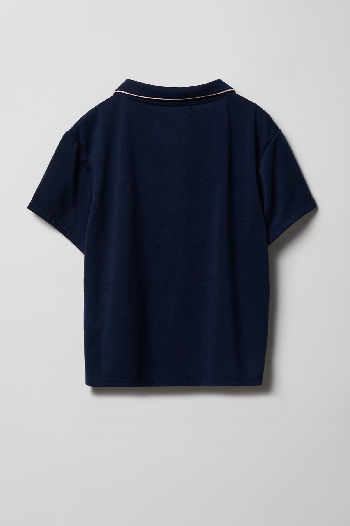 Alt View 3. Girls Button-Up Top & Short Pajama Set - Navy