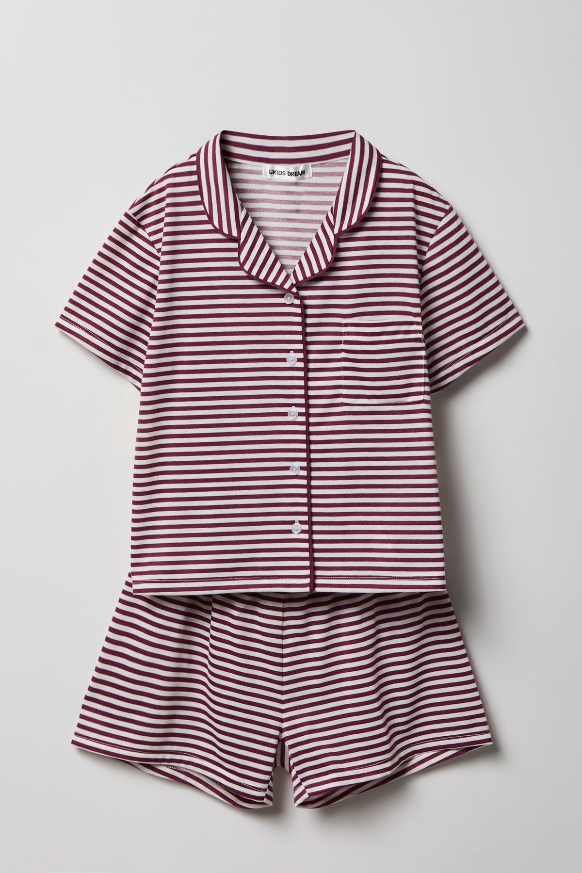 Girls Button-Up Top & Short Pajama Set - Mauve