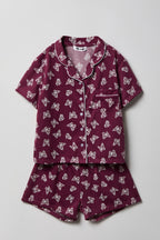 Girls Button-Up Top & Short Pajama Set